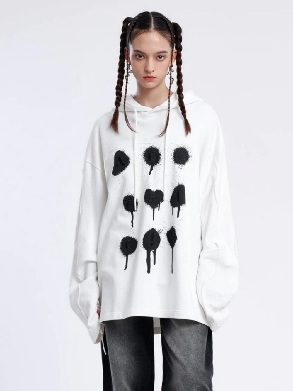 Aelfric Eden Hoodie Off White Black Dots L Cotton